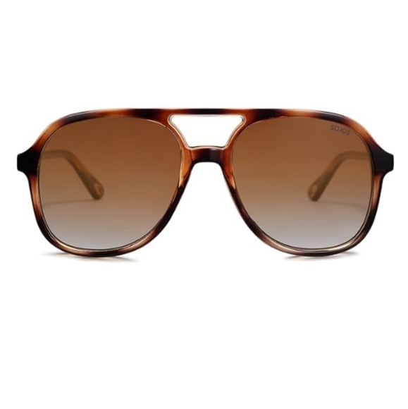 Polarized Aviator Sunglasses Classic 70s Vintage Square Brown - Picture 5 of 5